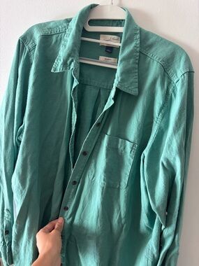 Casual Teal Button-Up long sleeve